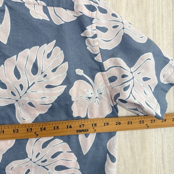 UNTUCKit Hawaiian Shirt Men’s Small Conero Palm Leaf Hibiscus Blue Pink Beach - Picture 13 of 13
